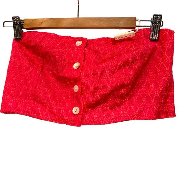 Cecelia Prado NEW NWT coral IKAT button down stretch back tube top L ant… - Picture 2 of 4